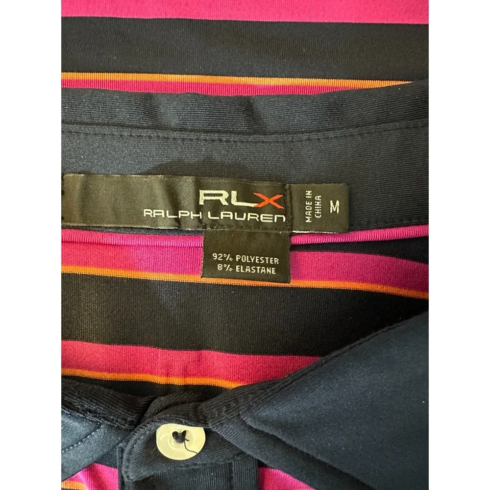 Ralph Lauren RLX Men's Pullover Collared Polo Shirt Medium Purple Striped Knit